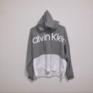 Grey and white Calvin Klein performs hoodie Large